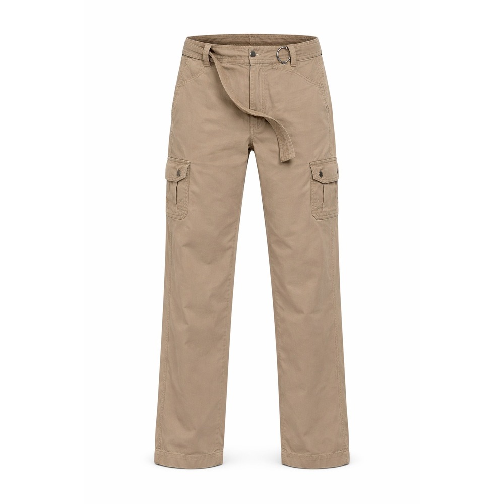 Gloria Vanderbilt Khaki Cargo Pants Womens 14 Wide Leg Utility D-Ring Belt Tan